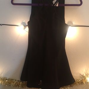 Black weaved boob flattering blouse papaya